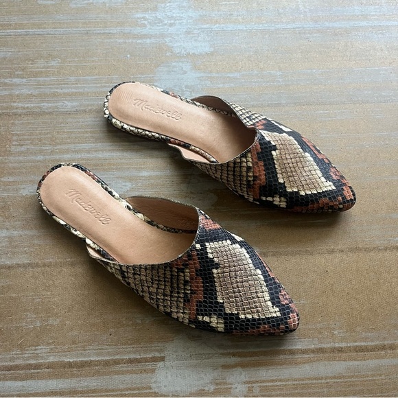 Madewell Remi Snakeskin Slip On Mules Preppy Boho Work Wear Career Womens 8 - Picture 2 of 6